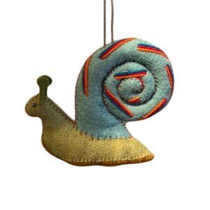 silk road bazaar Handmade Felt Snail Ornament  Spiral Shell Hanging Loop